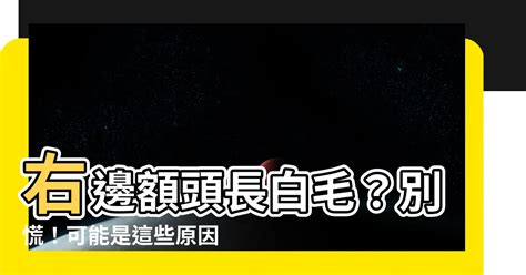 右邊額頭長白毛|身上有一根毛特別長，是長壽象徵，還是癌變前兆？